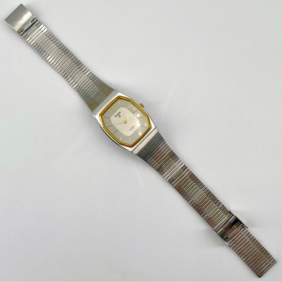 Pulsar 361106 Gold Silver Tone Adjustable Stainless Steel Dress Watch 80’s 80s - Picture 4 of 6